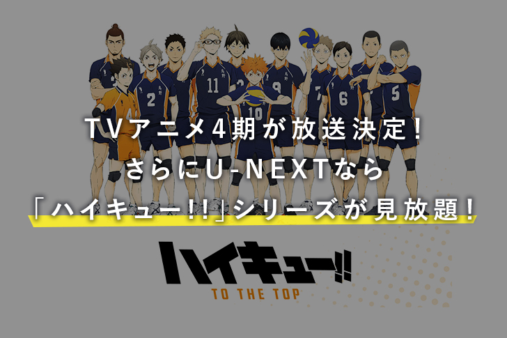 TVアニメ4期「ハイキュー!! TO THE TOP」が放送決定！さらにOVA作品も！U-NEXTなら「ハイキュー!!」シリーズが見放題！
