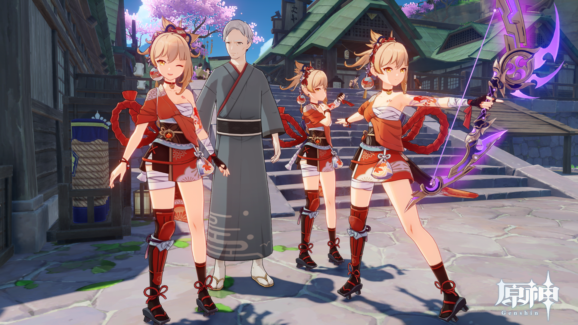 フレンドもみんなゲットしていたので、パパと三姉妹でパシャリ！笑