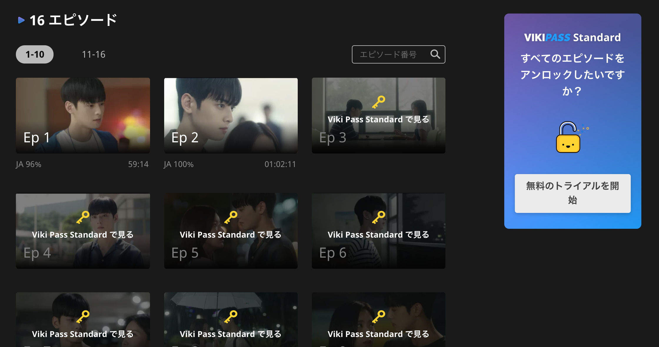 2話以降はviki pass standardで視聴可能！