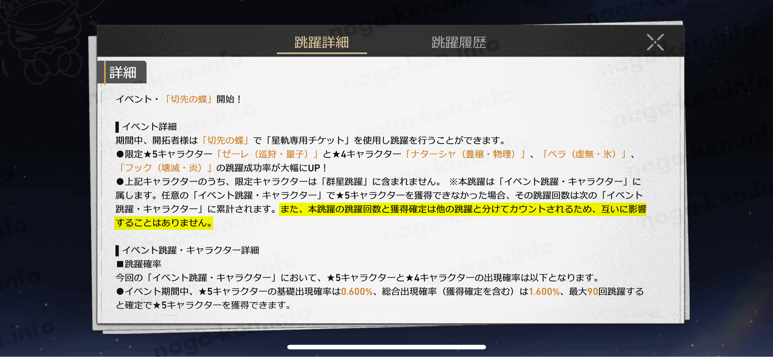 ガチャ回数は他のガチャに影響することはない。