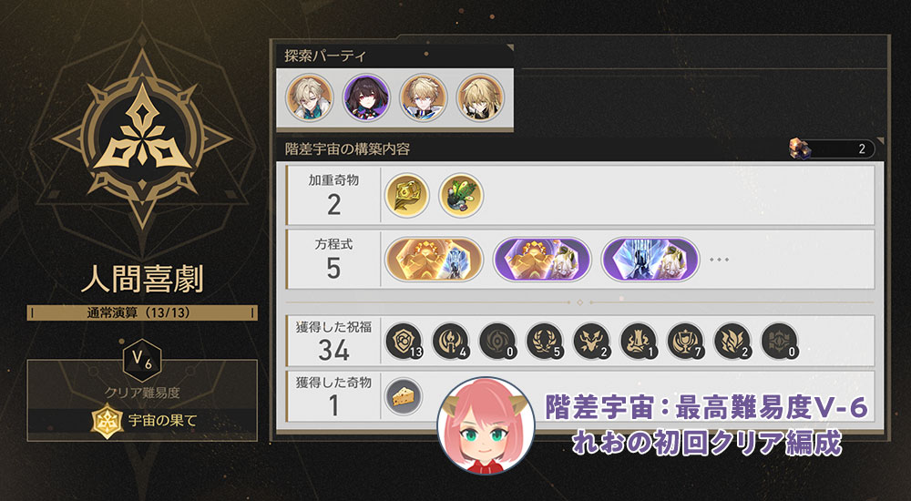 崩壊：スターレイル 階差宇宙　最高難易度 Vの6 クリア編成【Ver.2.3追加】