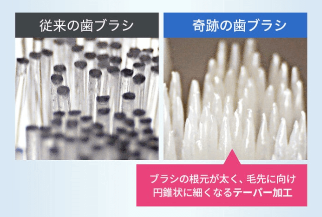 奥歯の細かい部分にもスムーズに入り込めるテーパー加工